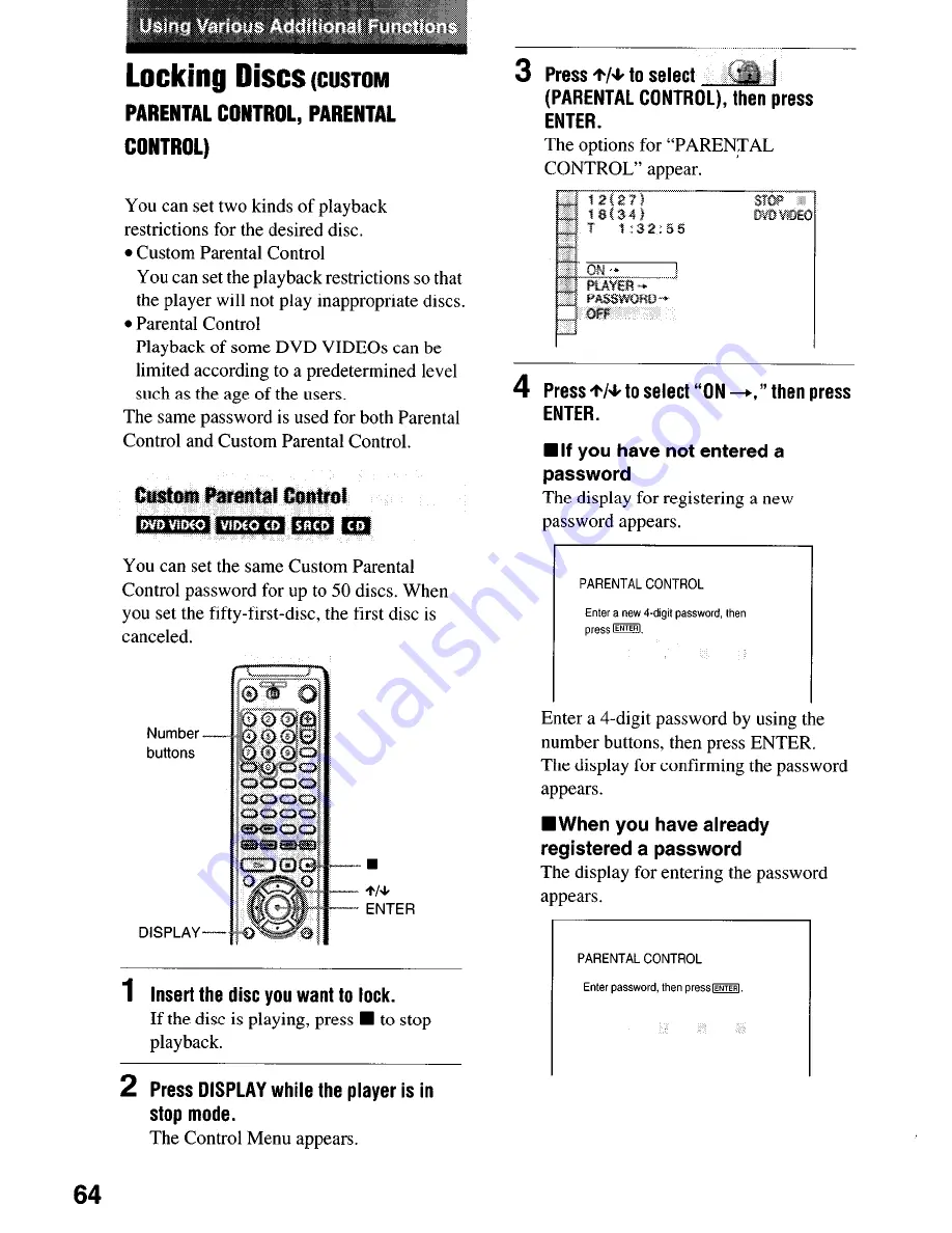 Sony DVP-NSSOOV Operating Instructions Manual Download Page 64