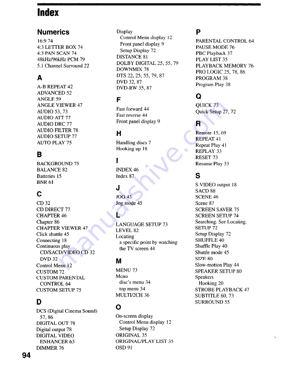 Sony DVP-NSSOOV Operating Instructions Manual Download Page 94