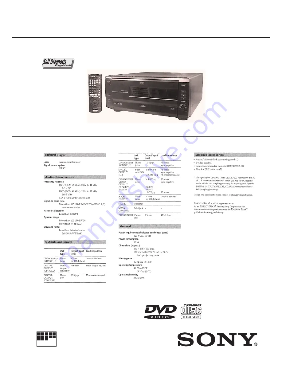 Sony DVPC-X850D Service Manual Download Page 1