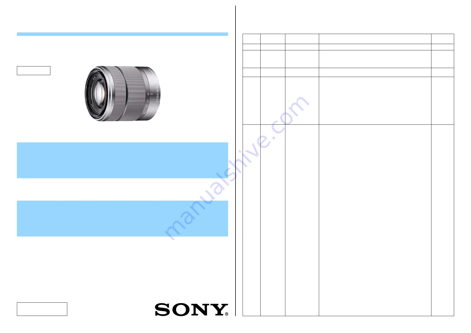 Sony E 18-55mm F3.5-5.6 OSS Service Manual Download Page 1