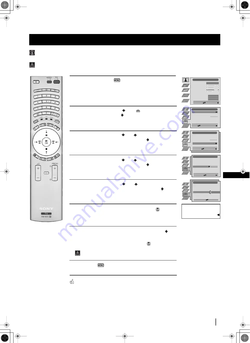 Sony Grand Wega KF-42SX200K Instruction Manual Download Page 125