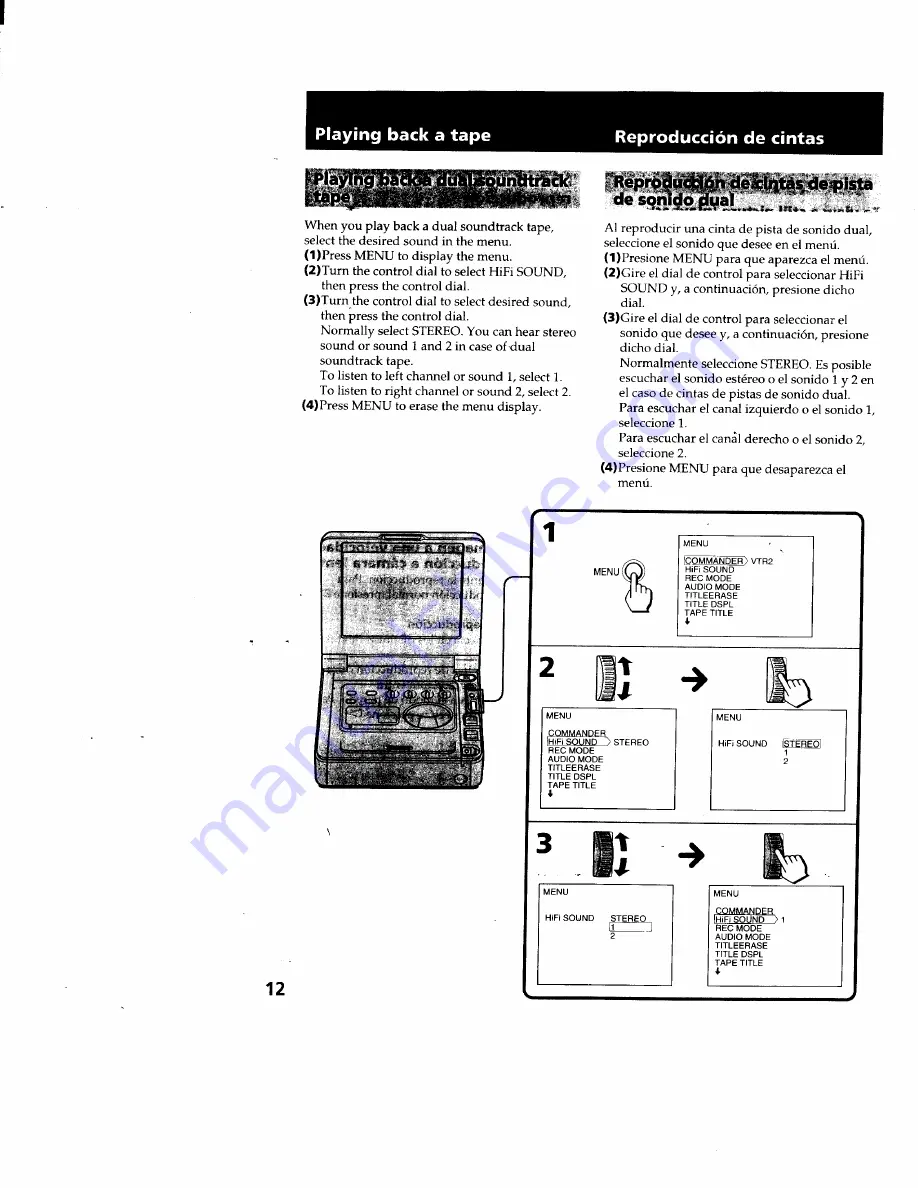 Sony GV-900E - Video Walkman Operating Instructions Manual Download Page 12