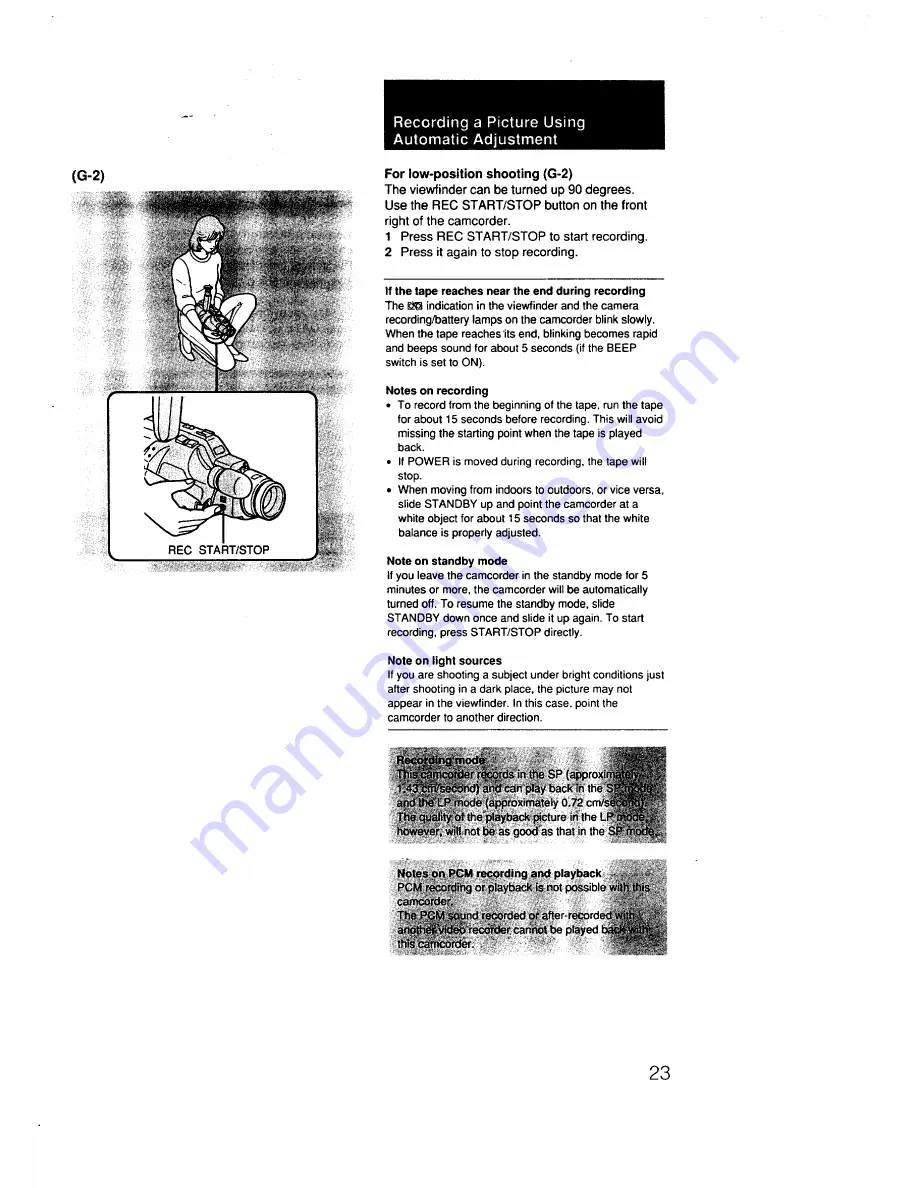 Sony Handycam CCD-F302 Operating Instructions Manual Download Page 23