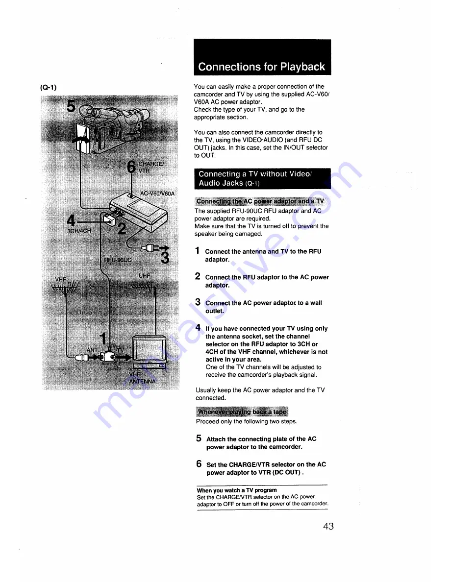 Sony Handycam CCD-F302 Operating Instructions Manual Download Page 43