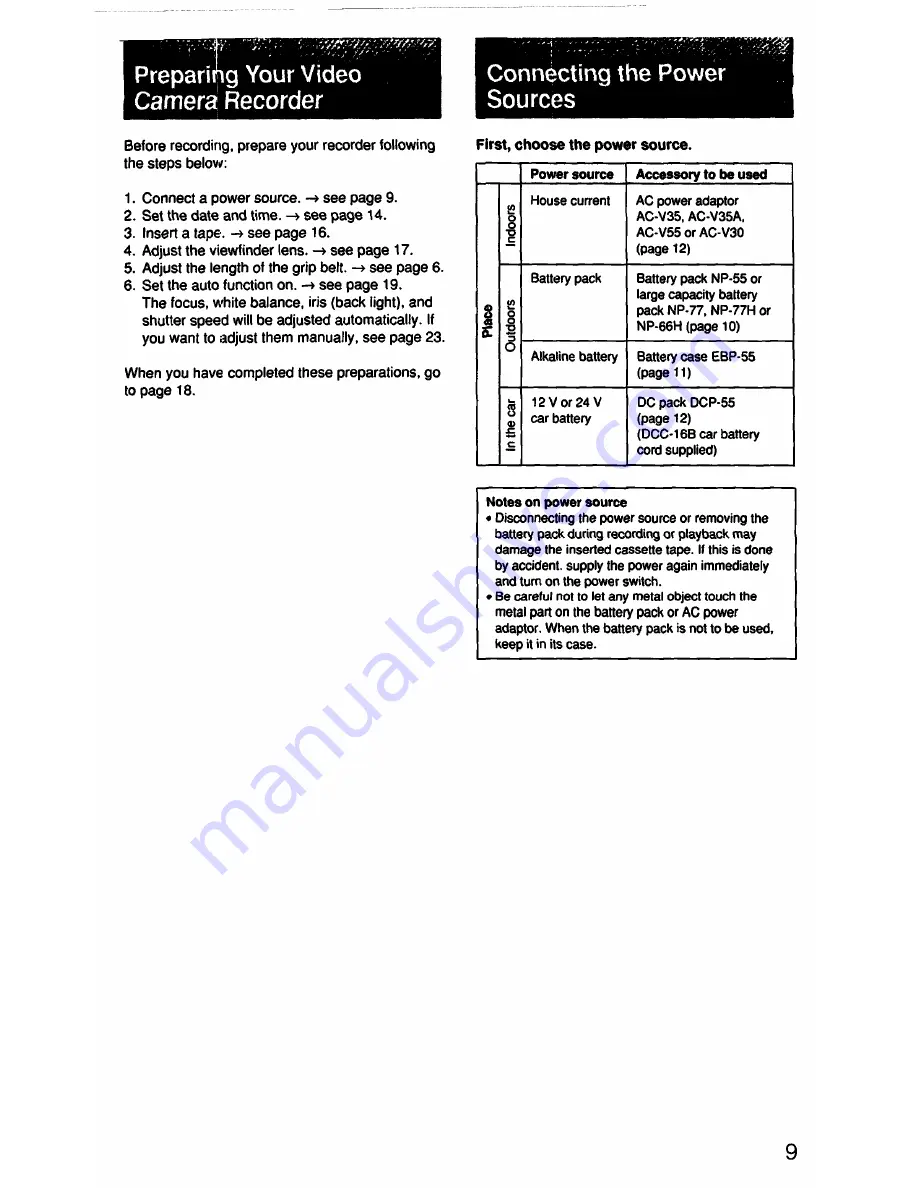 Sony Handycam CCD-F33 User Manual Download Page 9