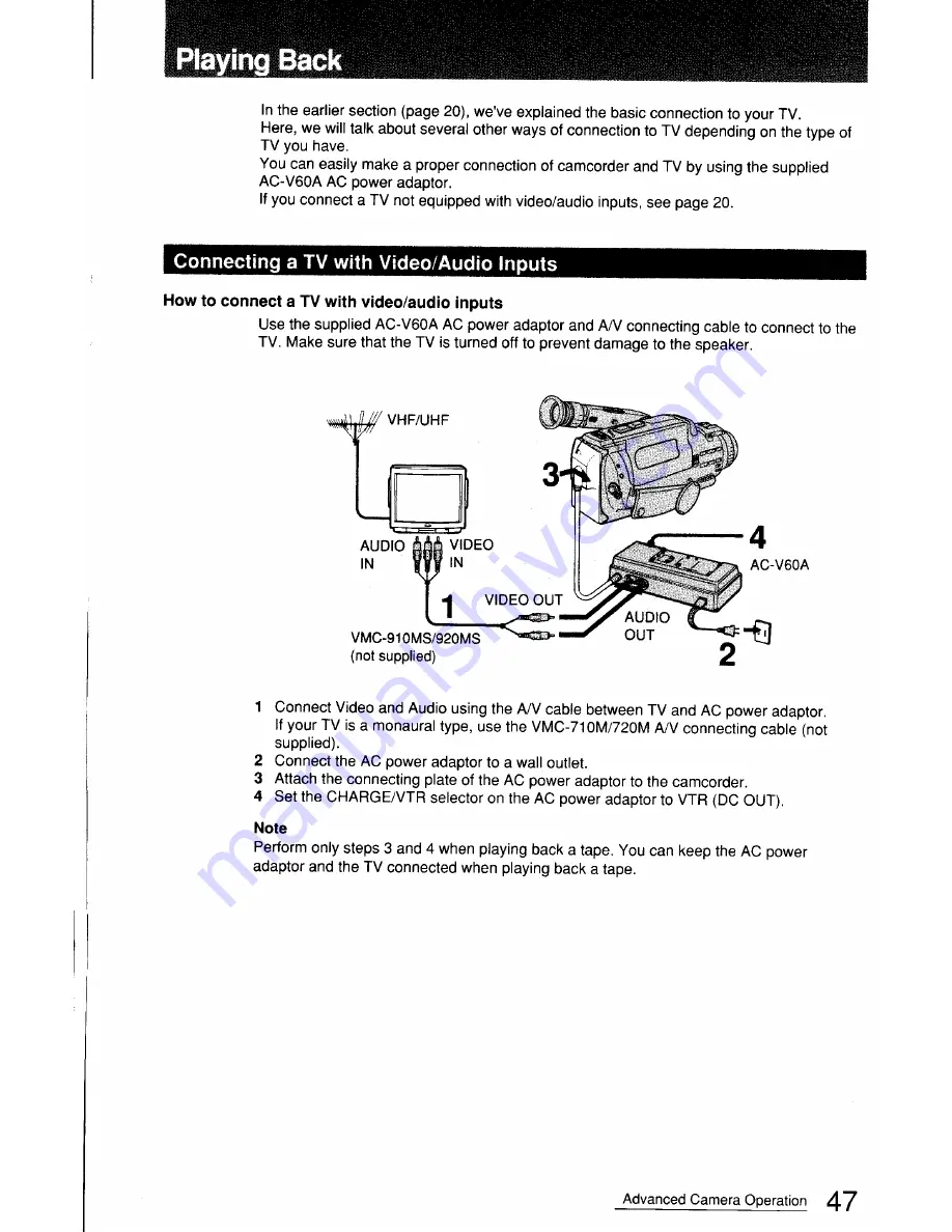 Sony Handycam CCD-FX411 Operation Manual Download Page 47