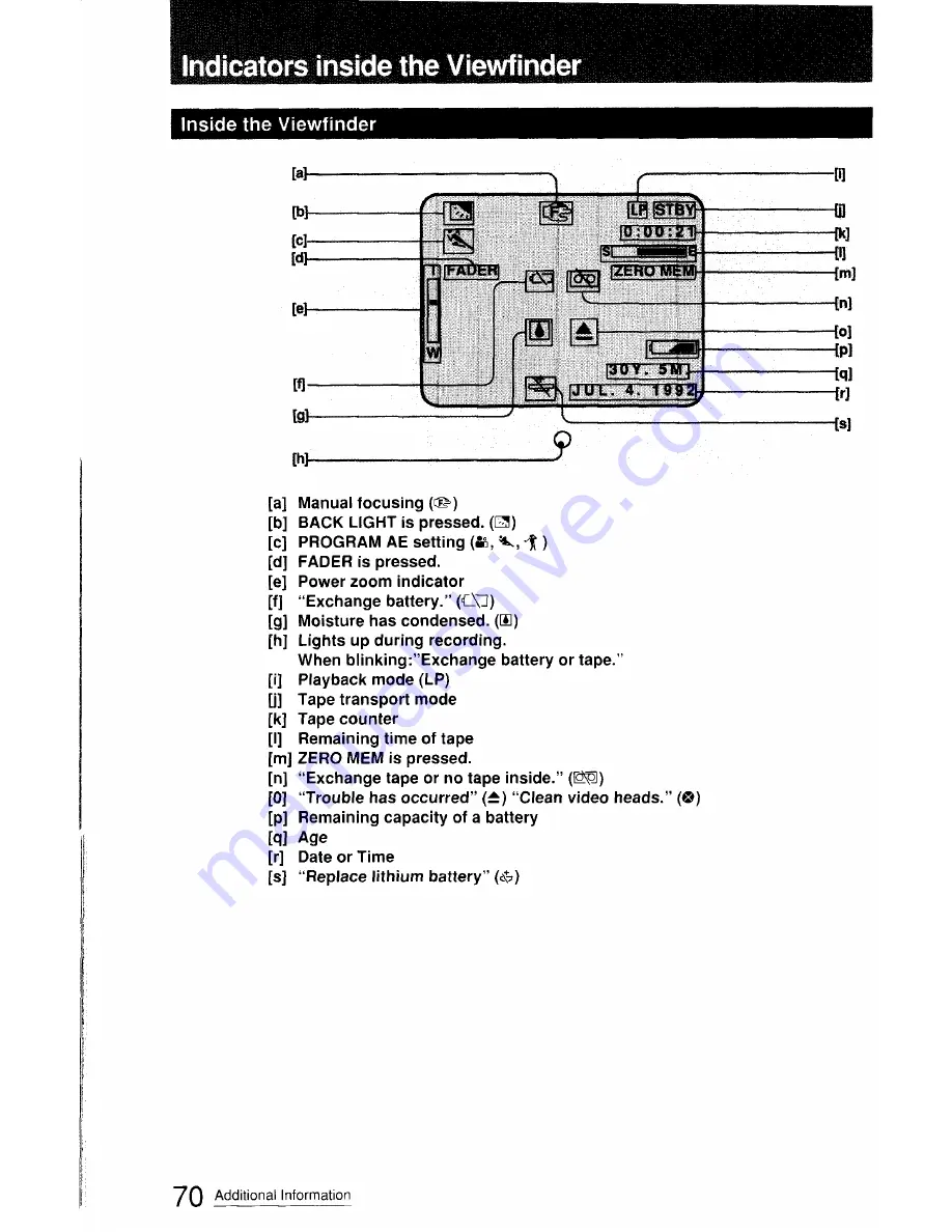 Sony Handycam CCD-FX411 Operation Manual Download Page 70