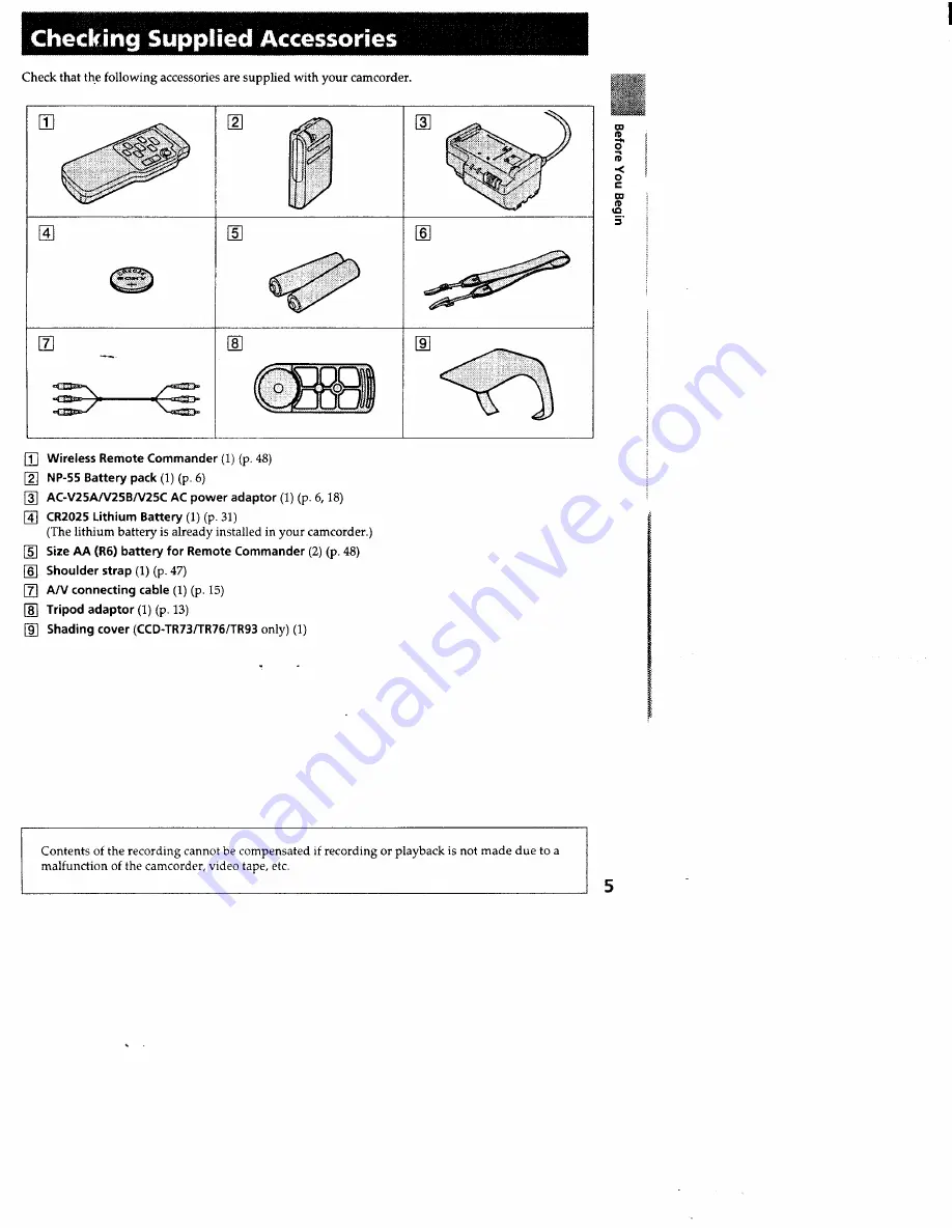 Sony Handycam CCD-TR36 Operation Manual Download Page 5