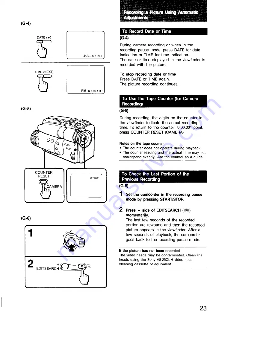 Sony Handycam CCD-TR4 Operating Instructions Manual Download Page 23