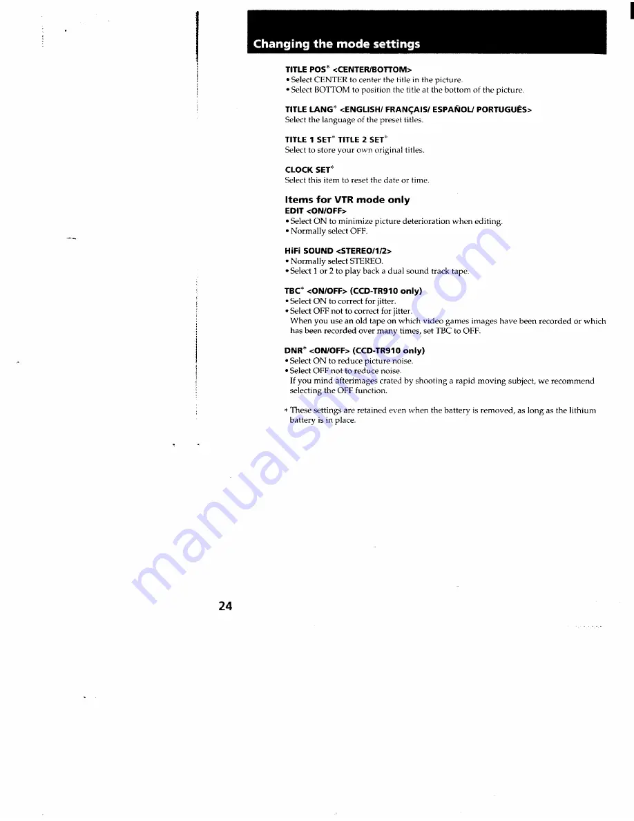 Sony Handycam CCD-TR710 Operating Instructions Manual Download Page 24