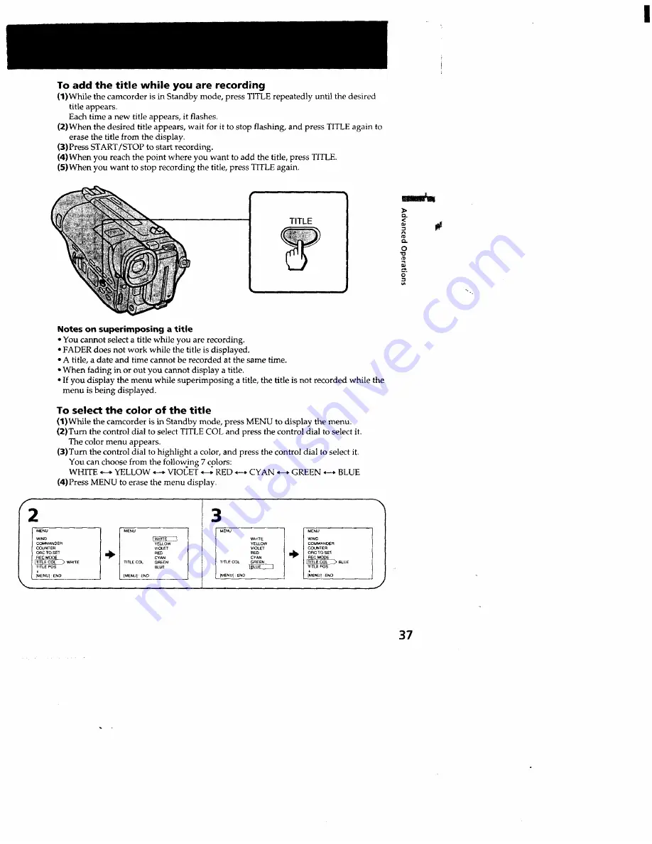 Sony Handycam CCD-TR710 Operating Instructions Manual Download Page 37