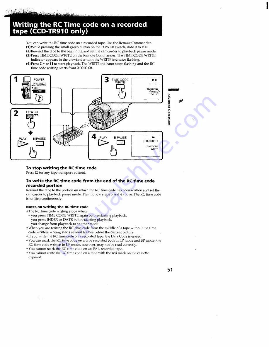 Sony Handycam CCD-TR710 Operating Instructions Manual Download Page 51