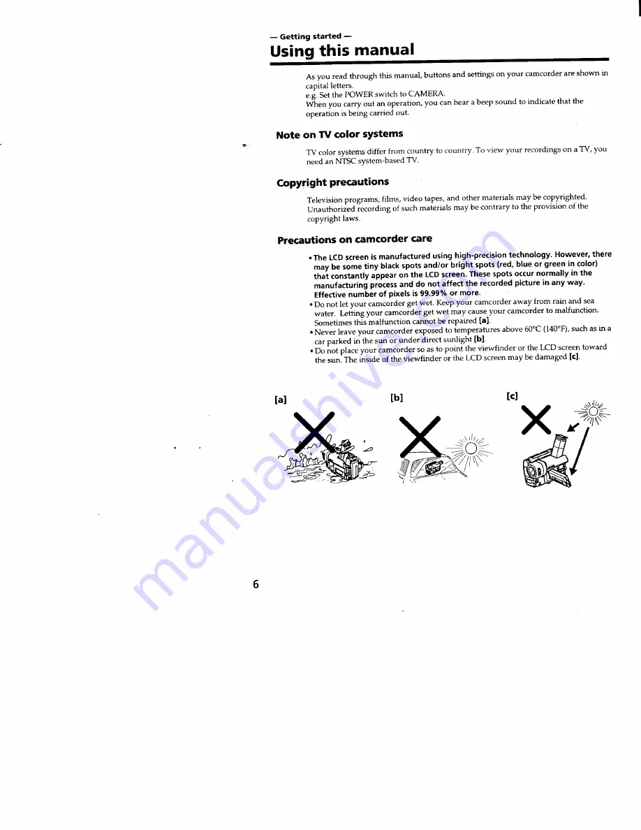 Sony Handycam CCD-TRV66 Operating Instructions Manual Download Page 6