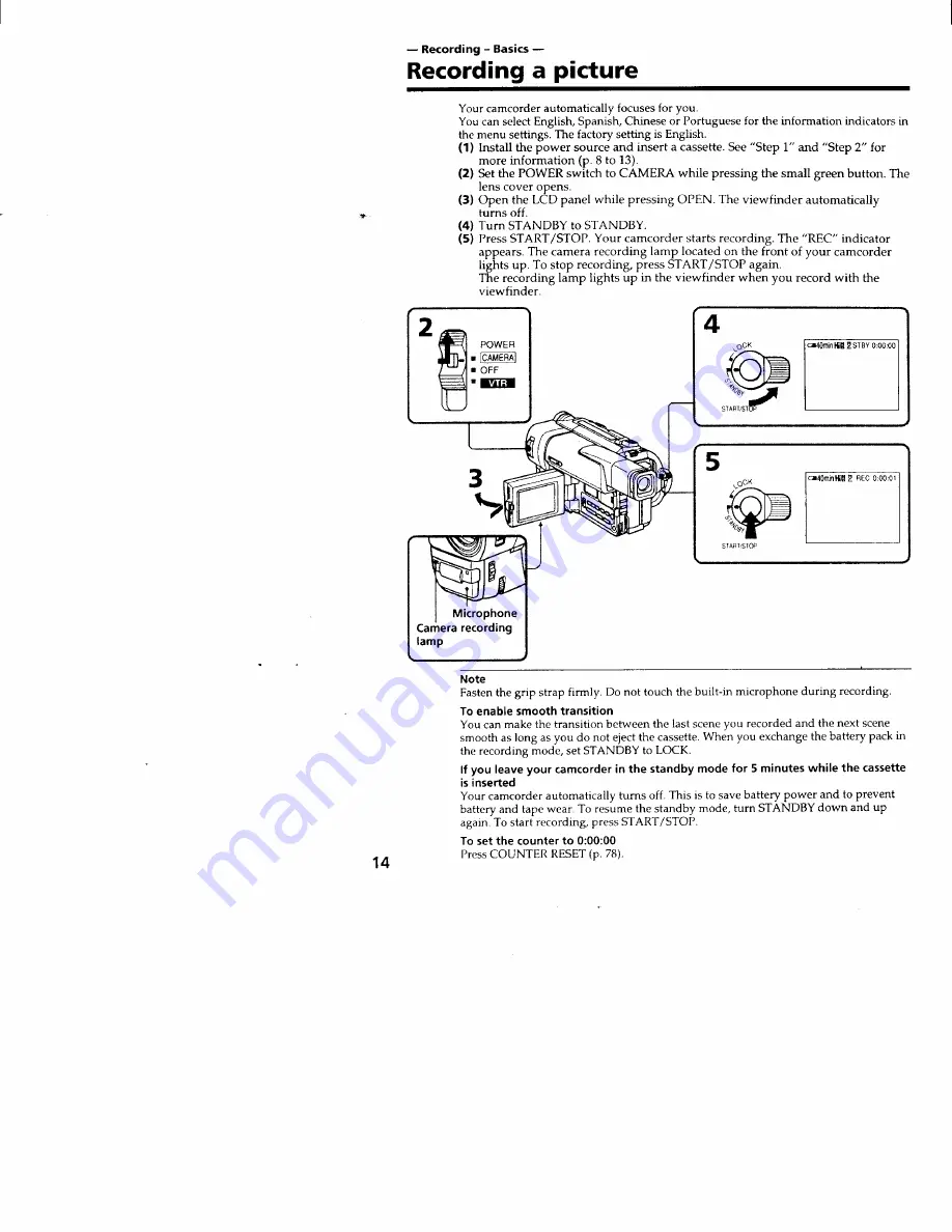 Sony Handycam CCD-TRV66 Operating Instructions Manual Download Page 14