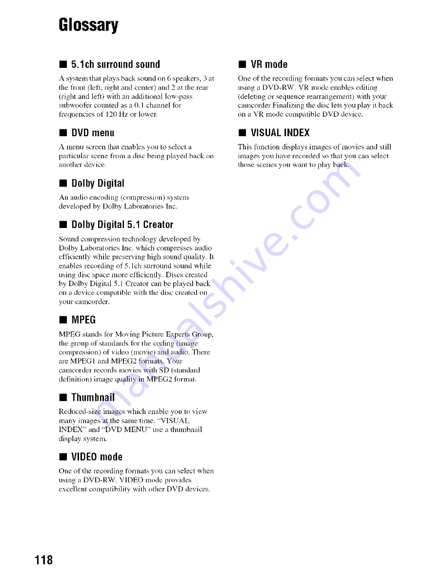 Sony Handycam DCR-DVD308 Operating Manual Download Page 118