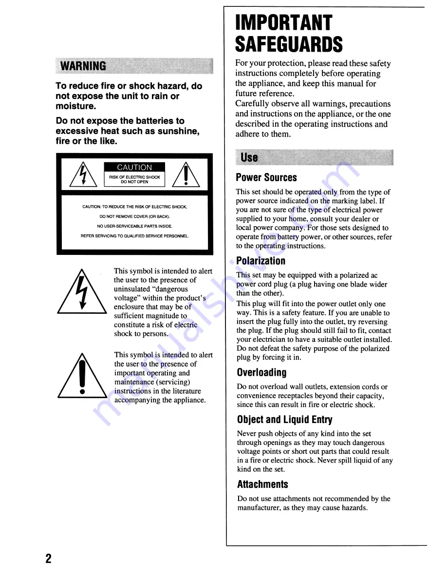 Sony Handycam DCR-HC62 Operating Manual Download Page 2