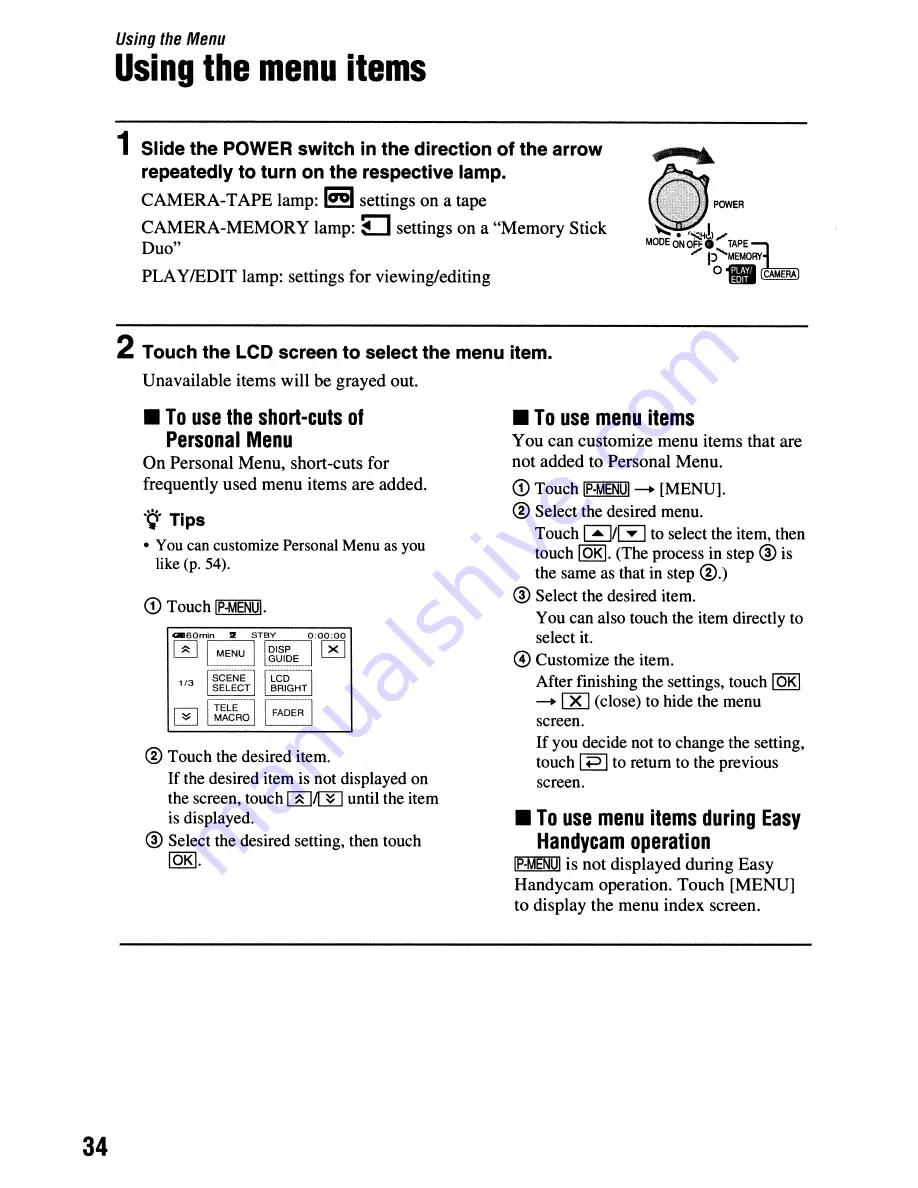 Sony Handycam DCR-HC62 Operating Manual Download Page 34