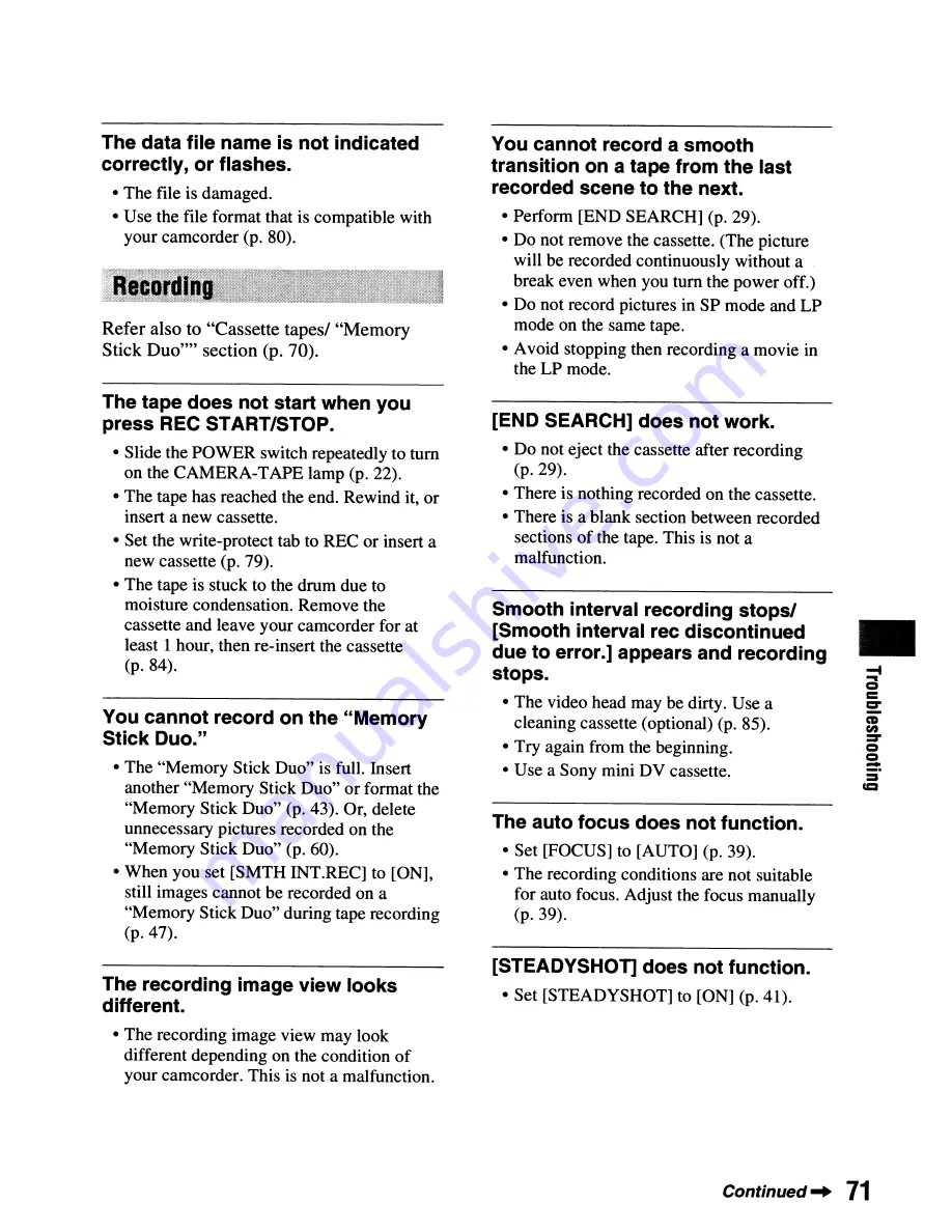 Sony Handycam DCR-HC62 Operating Manual Download Page 71