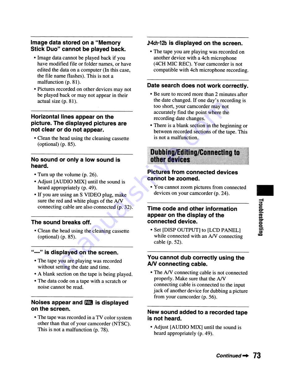 Sony Handycam DCR-HC62 Operating Manual Download Page 73