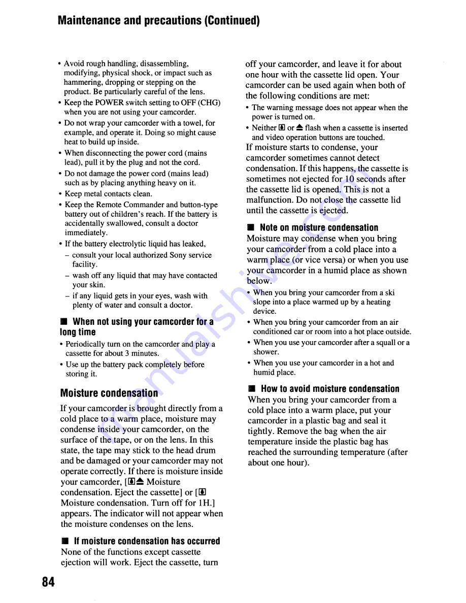 Sony Handycam DCR-HC62 Operating Manual Download Page 84