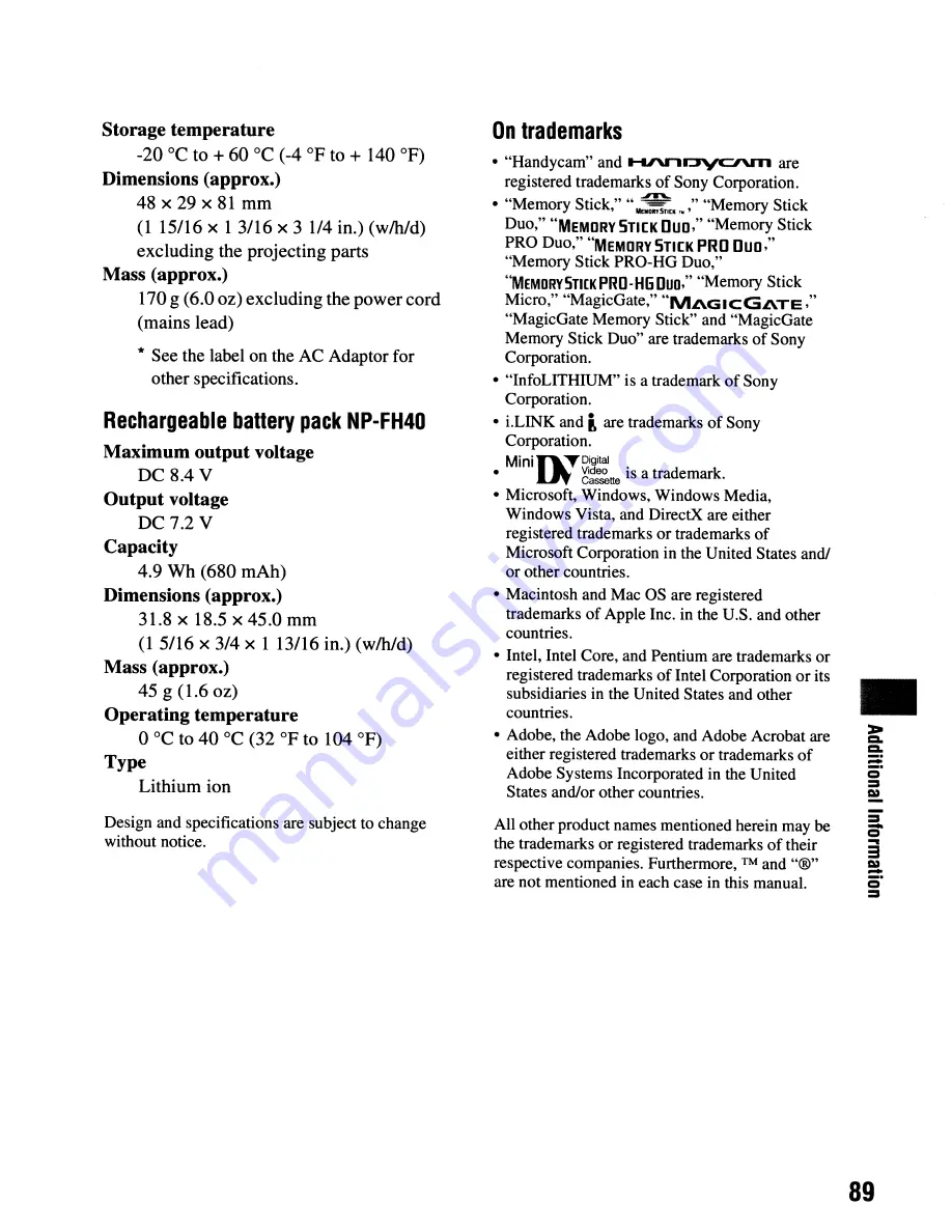 Sony Handycam DCR-HC62 Operating Manual Download Page 89