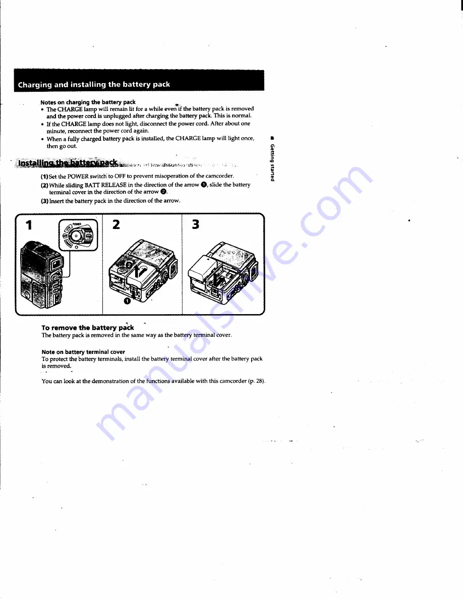 Sony Handycam DCR-PC1 Operating Instructions Manual Download Page 9