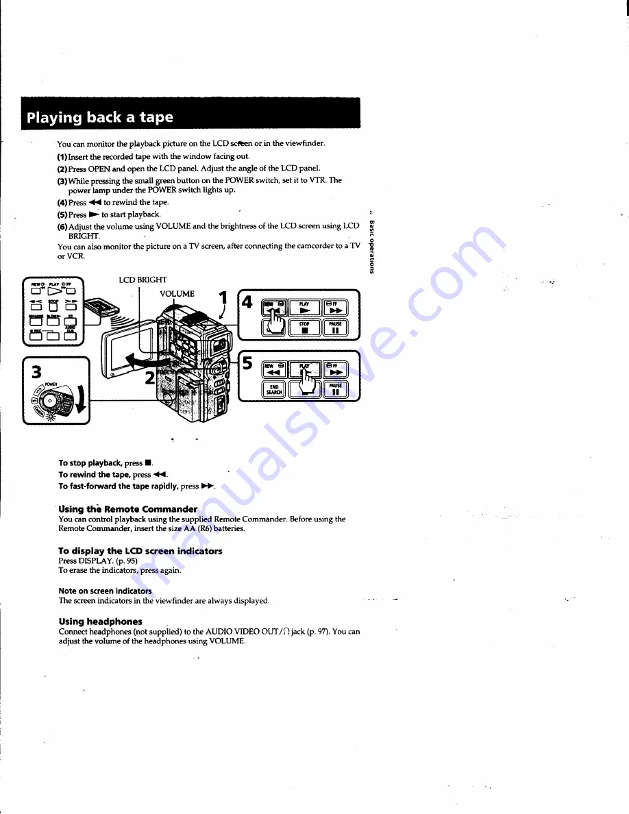 Sony Handycam DCR-PC1 Operating Instructions Manual Download Page 21