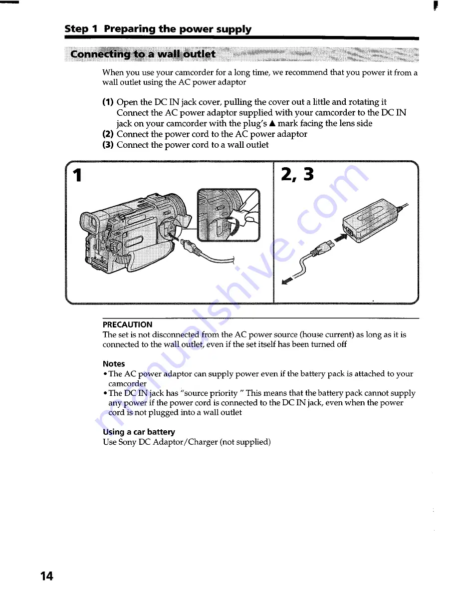 Sony Handycam DCR-TRV11 Operating Instructions Manual Download Page 14