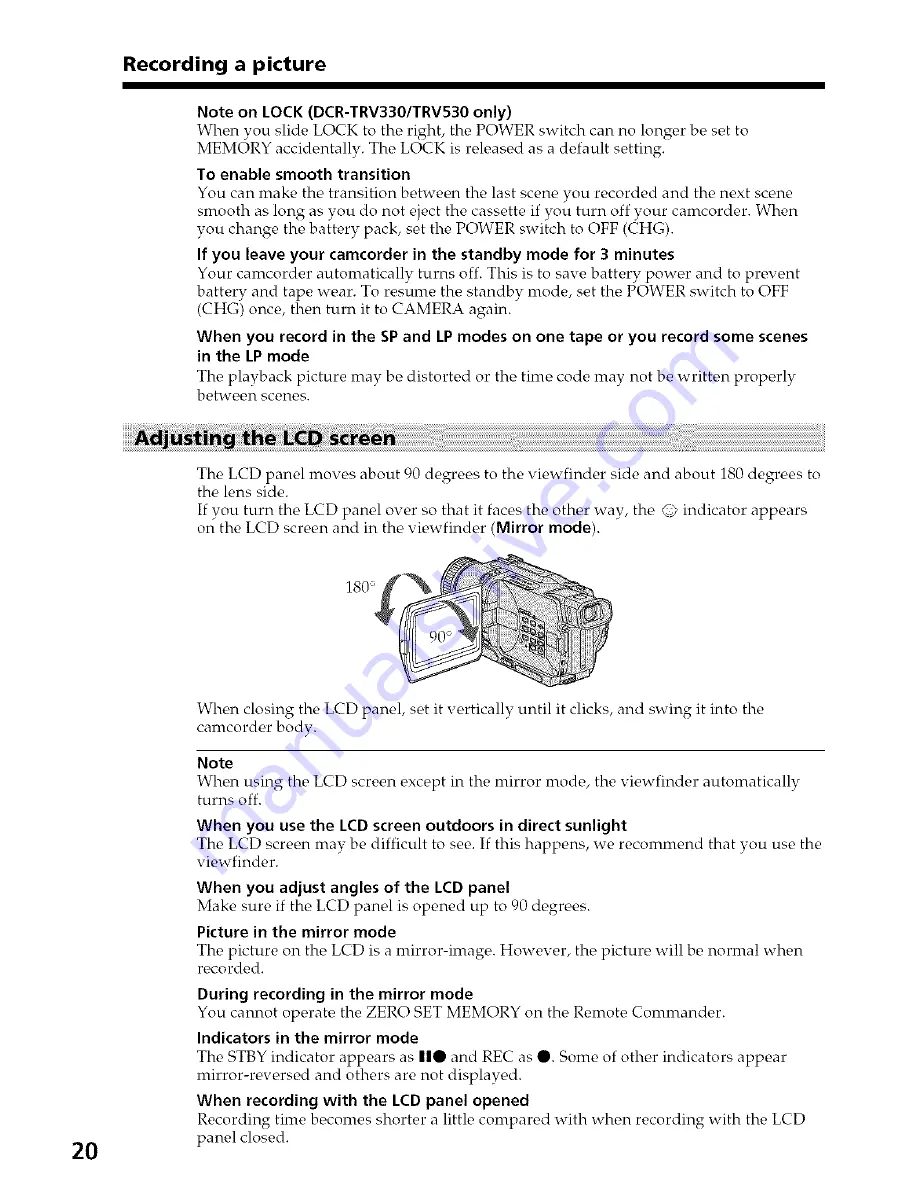 Sony HANDYCAM DCR-TRV230 Operating Instructions Manual Download Page 20