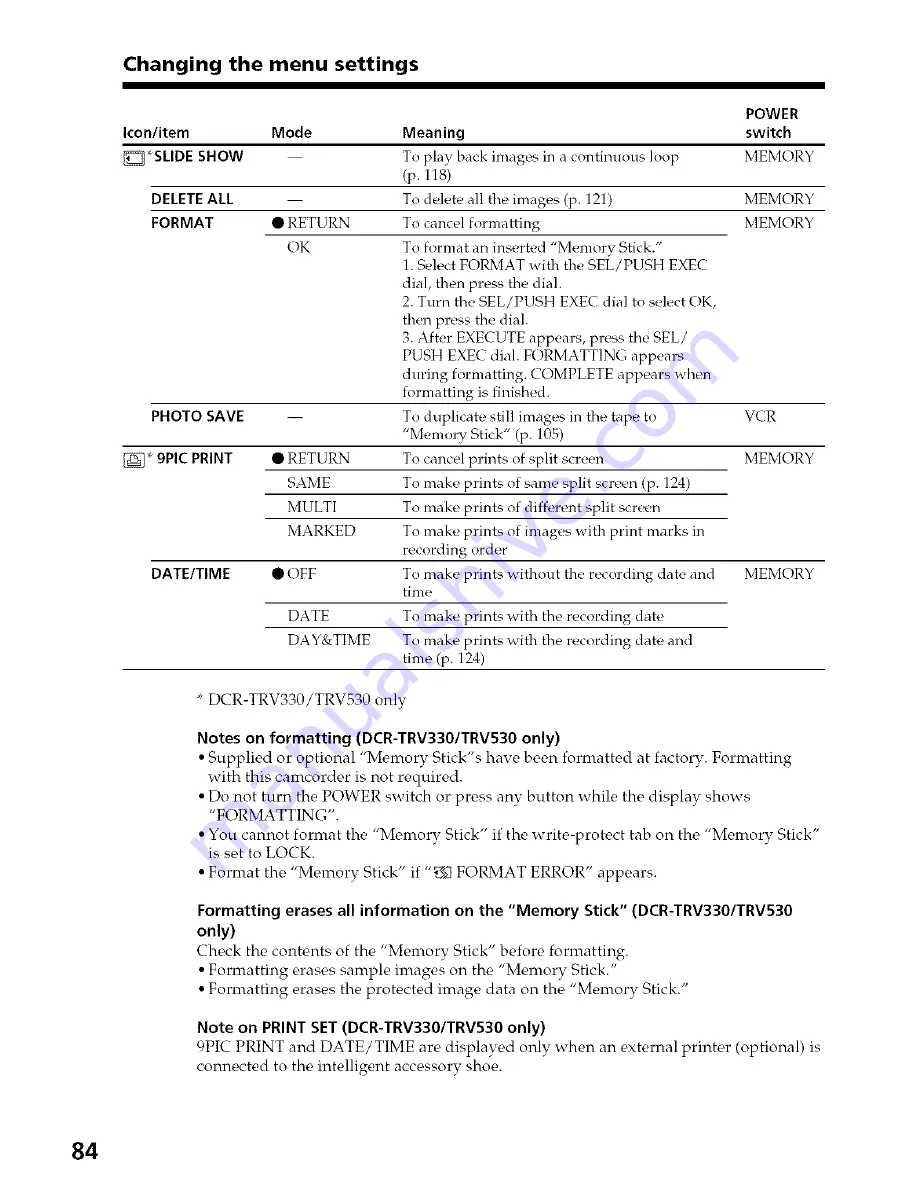 Sony HANDYCAM DCR-TRV230 Operating Instructions Manual Download Page 84