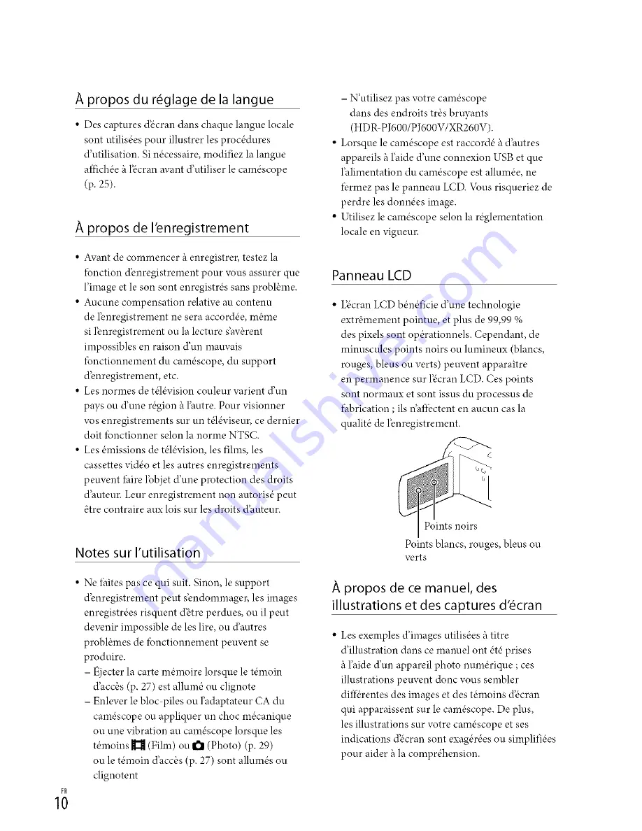 Sony Handycam HDR-CX250 Owner'S Manual Download Page 10