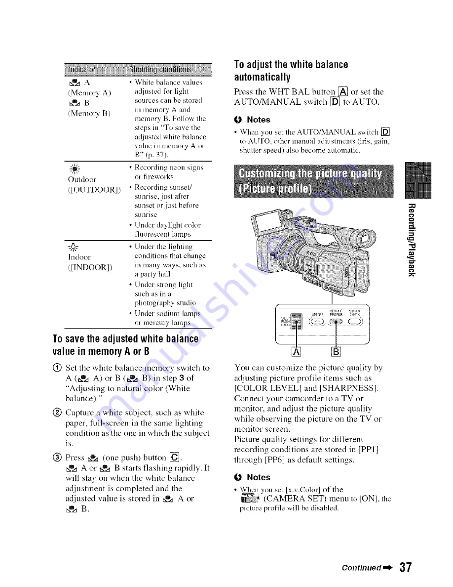 Sony Handycam HDR-FX1000 Operating Manual Download Page 37