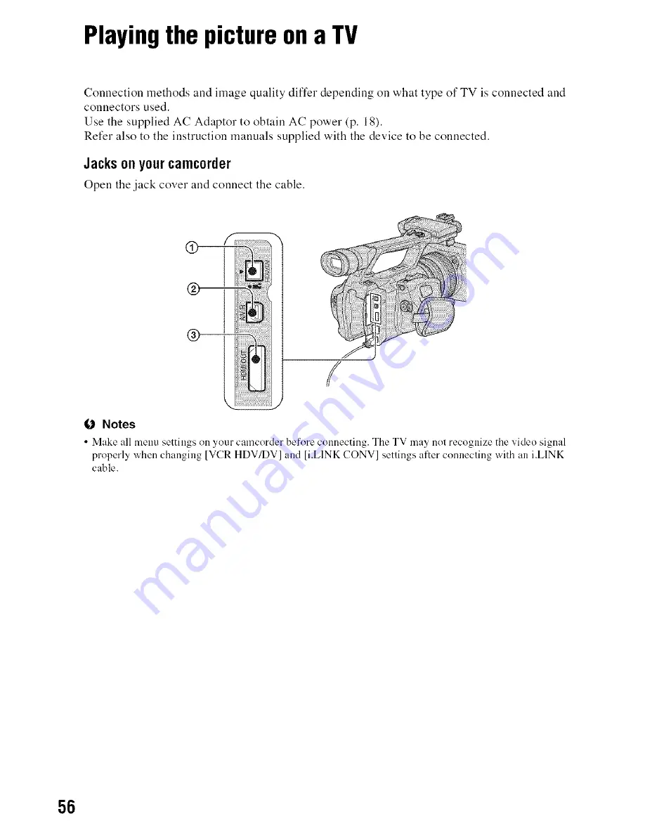 Sony Handycam HDR-FX1000 Operating Manual Download Page 56