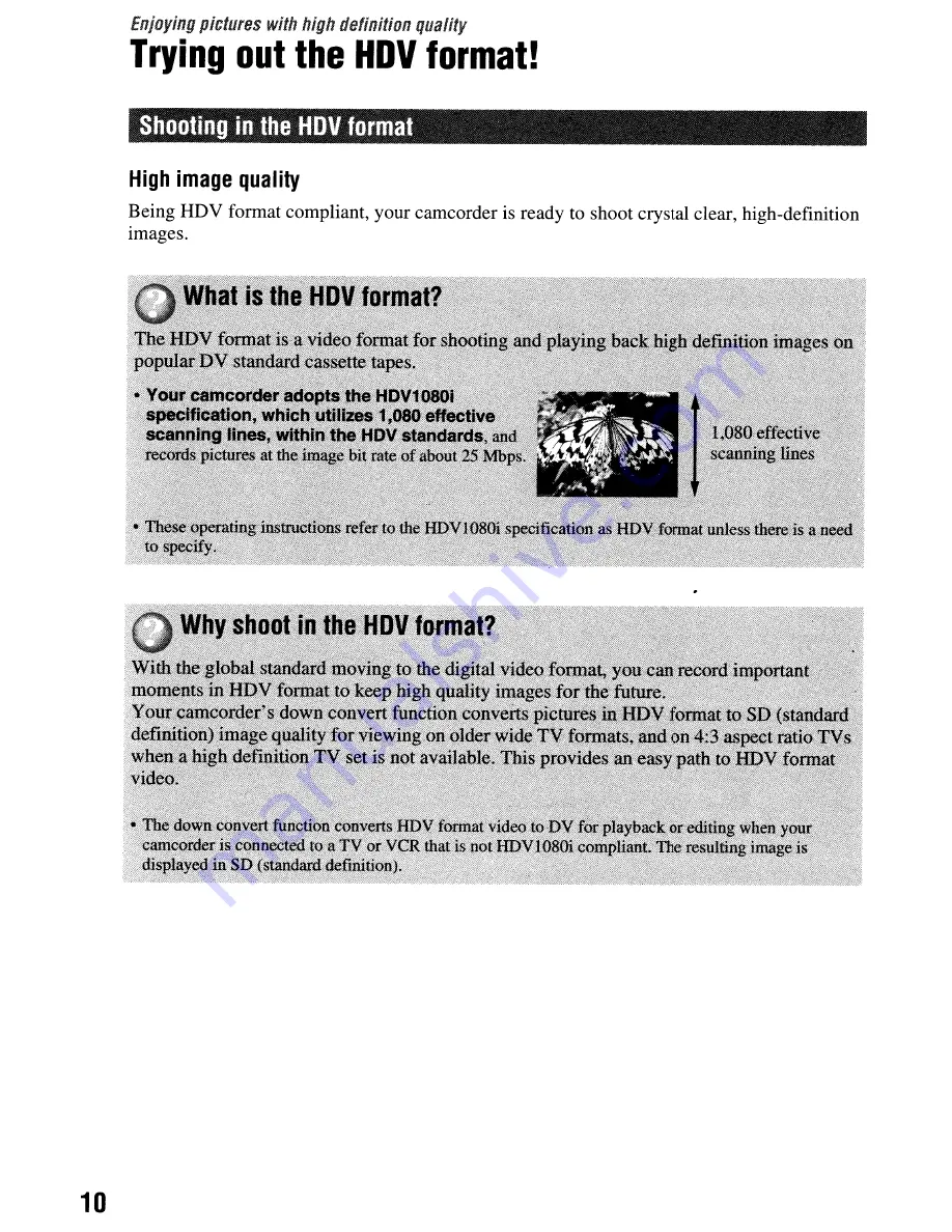 Sony Handycam HDR-HC9 Operating Manual Download Page 10