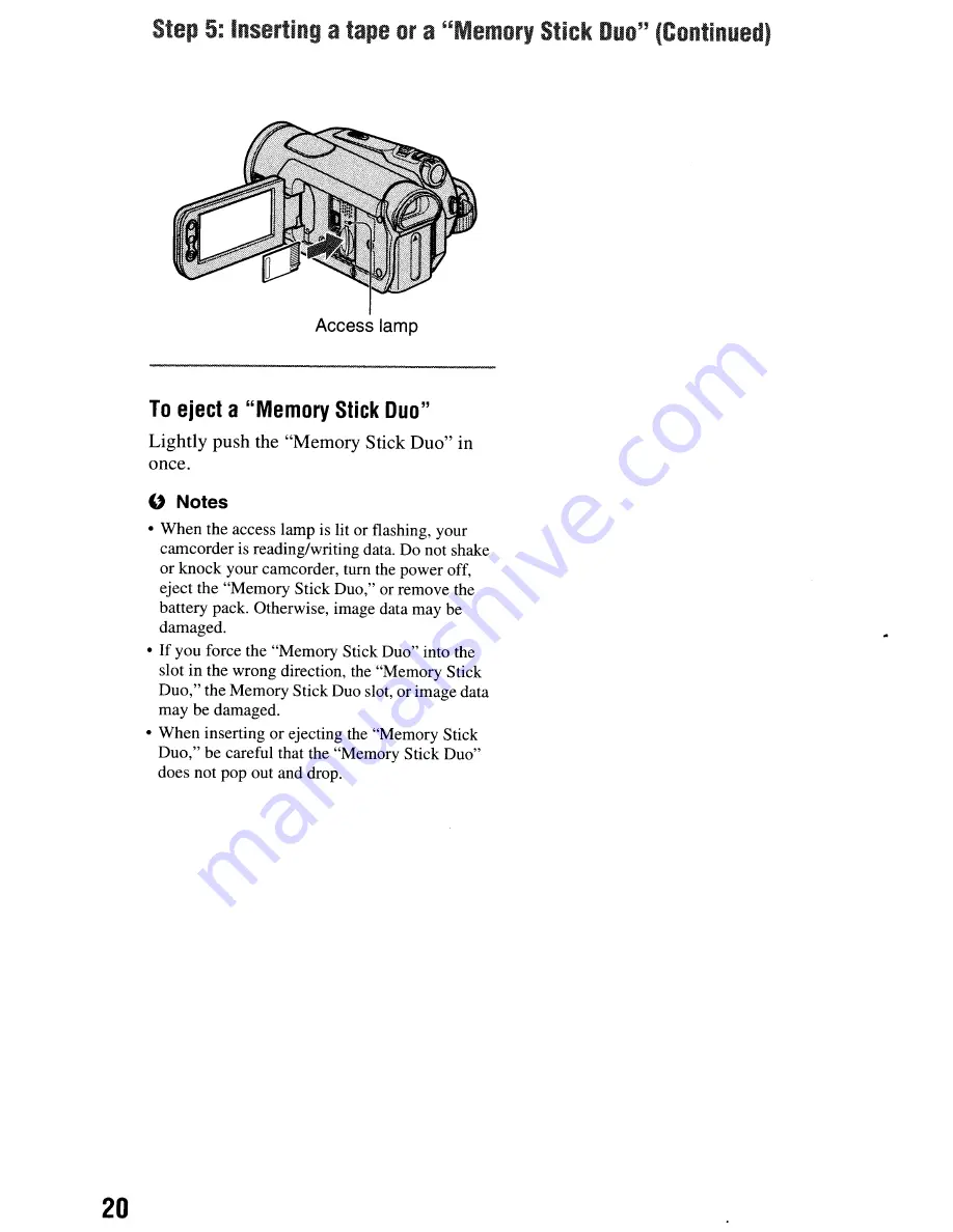 Sony Handycam HDR-HC9 Operating Manual Download Page 20