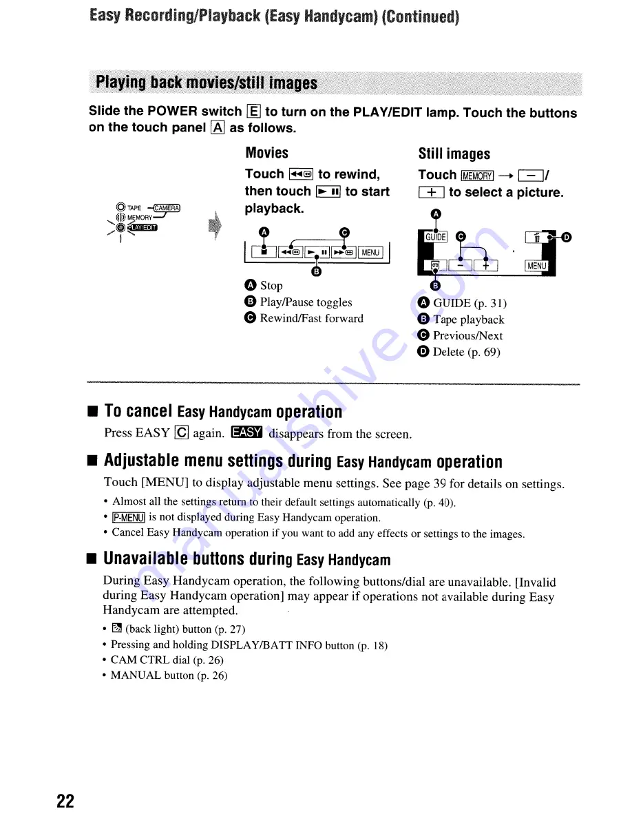 Sony Handycam HDR-HC9 Operating Manual Download Page 22