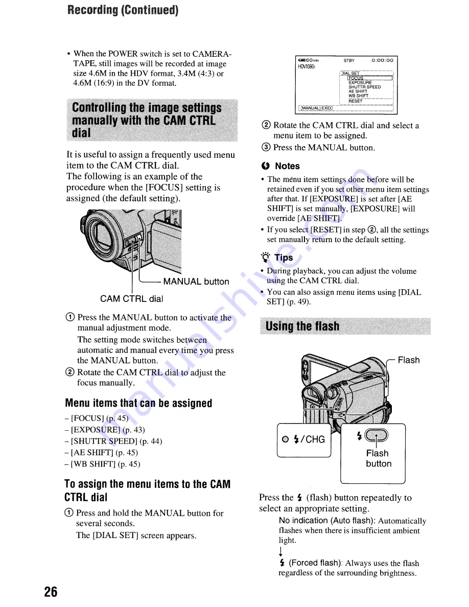 Sony Handycam HDR-HC9 Operating Manual Download Page 26