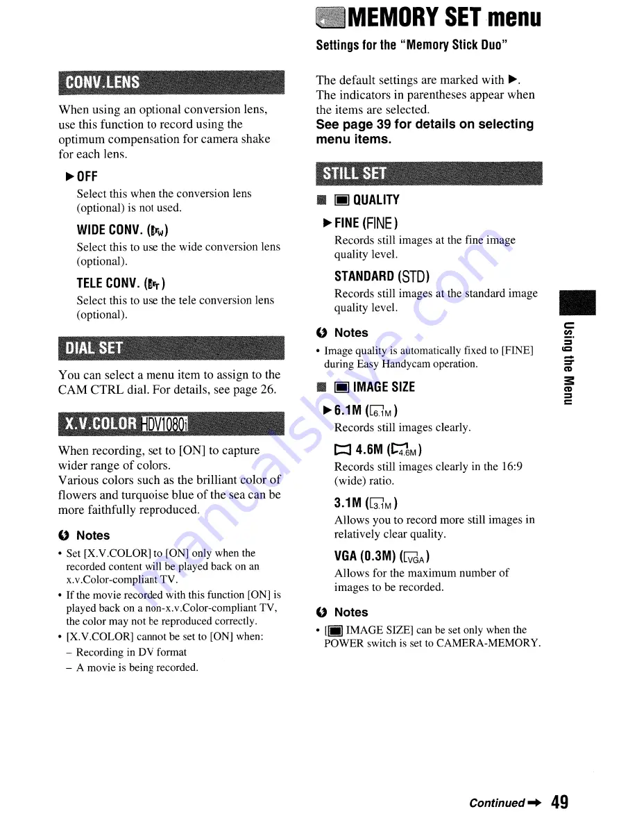 Sony Handycam HDR-HC9 Operating Manual Download Page 49