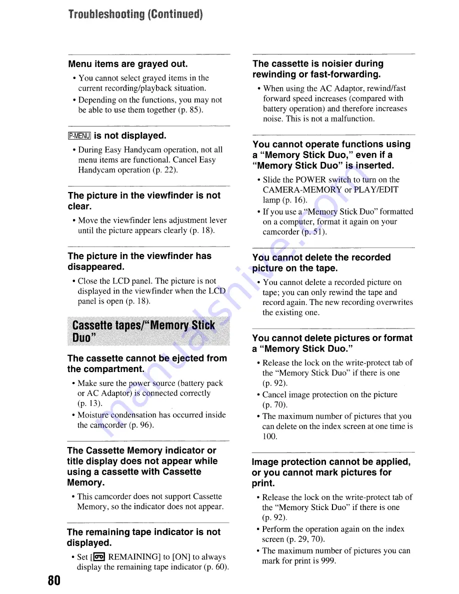 Sony Handycam HDR-HC9 Operating Manual Download Page 80