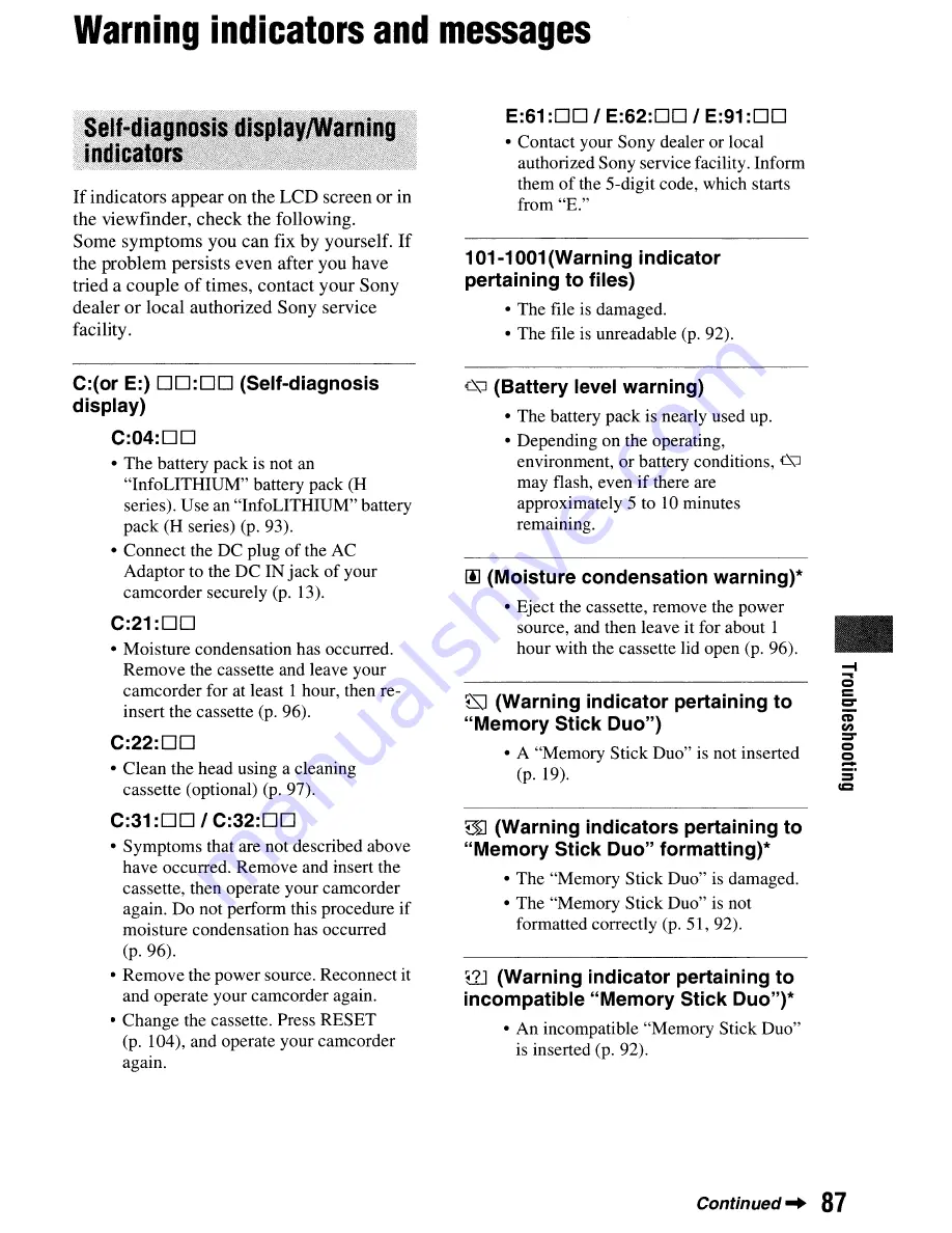 Sony Handycam HDR-HC9 Operating Manual Download Page 87