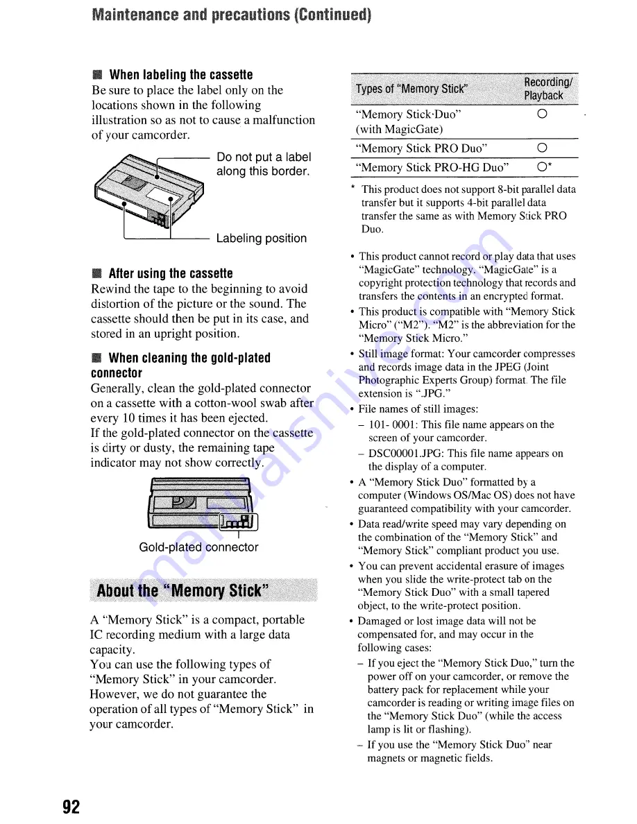 Sony Handycam HDR-HC9 Operating Manual Download Page 92