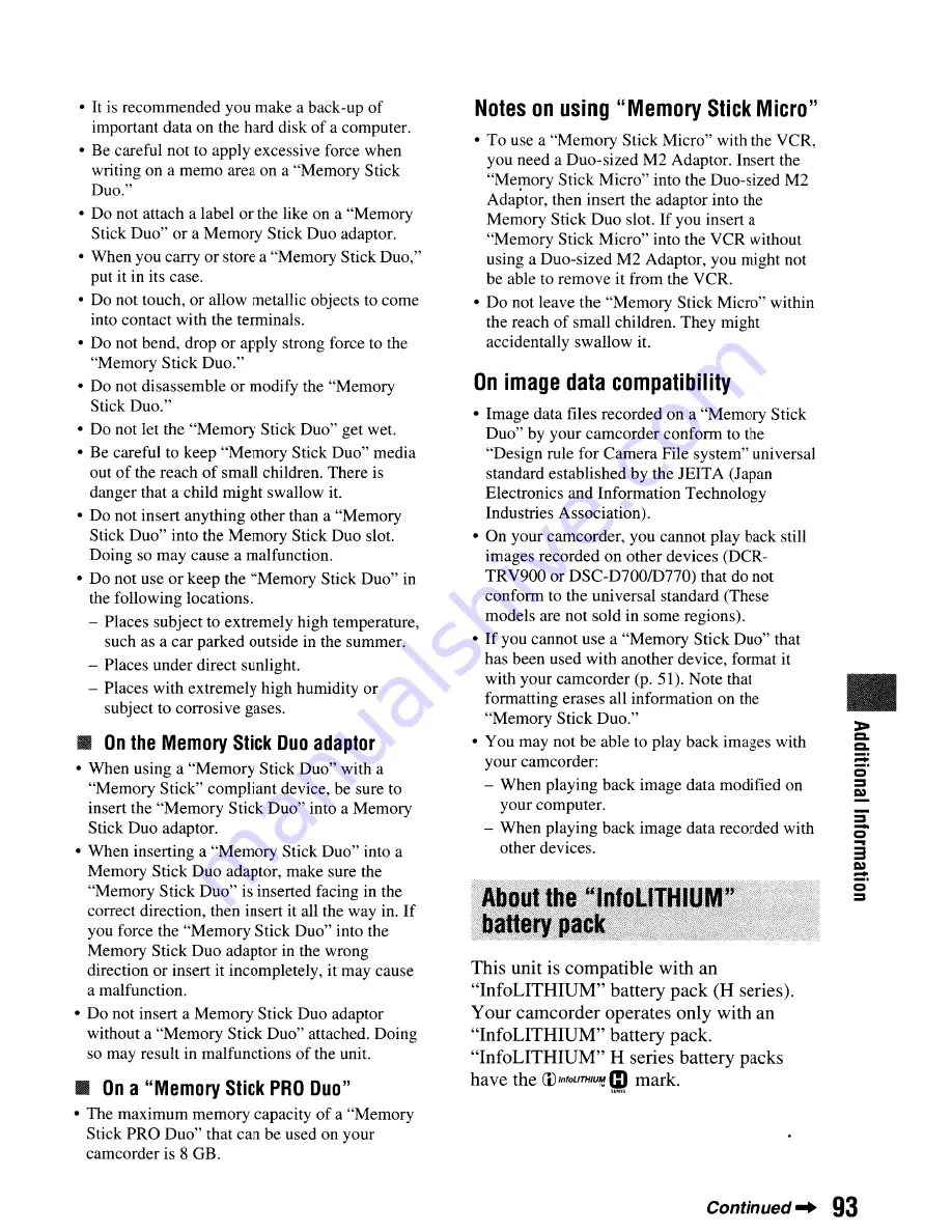 Sony Handycam HDR-HC9 Operating Manual Download Page 93