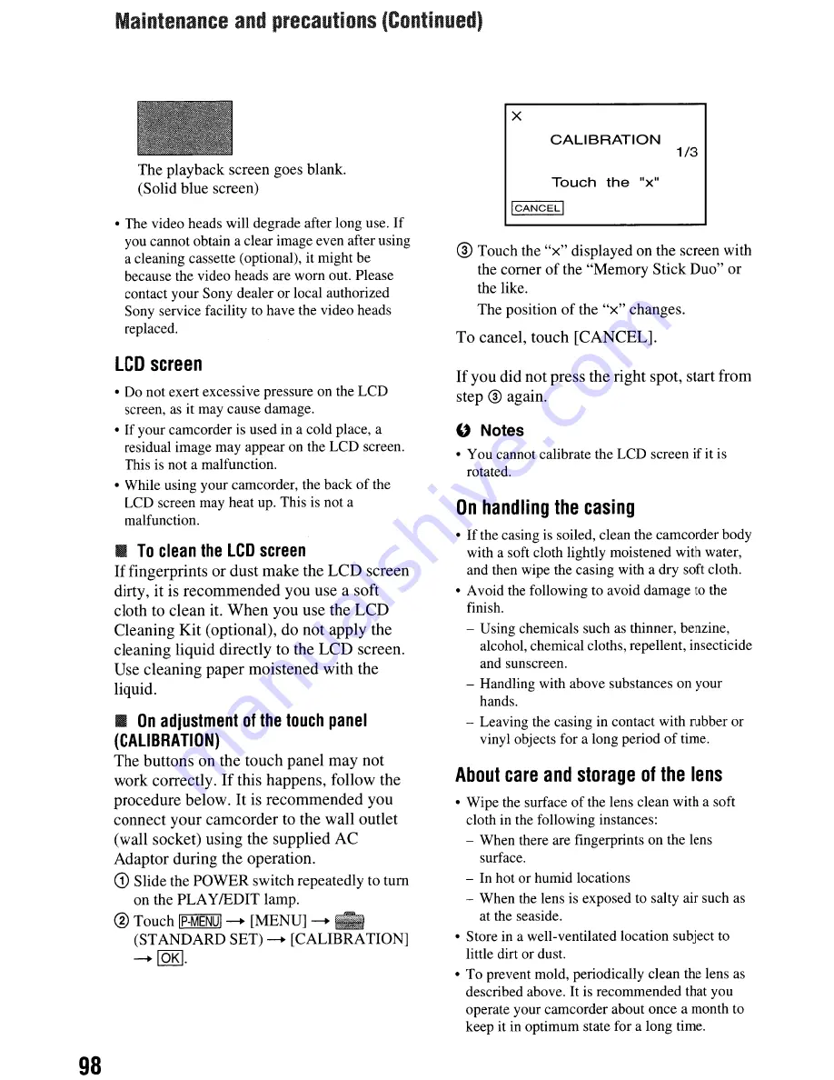 Sony Handycam HDR-HC9 Operating Manual Download Page 98