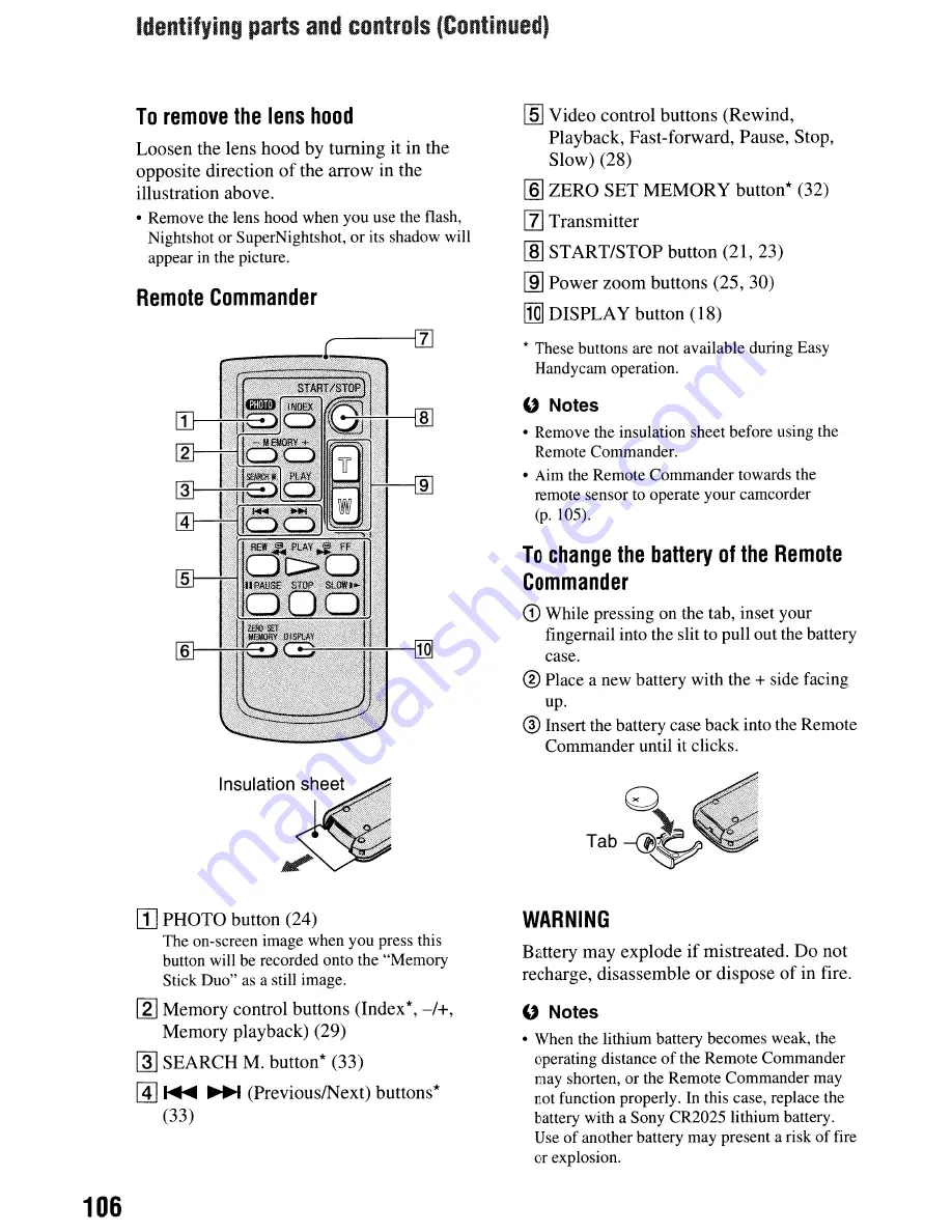 Sony Handycam HDR-HC9 Operating Manual Download Page 106