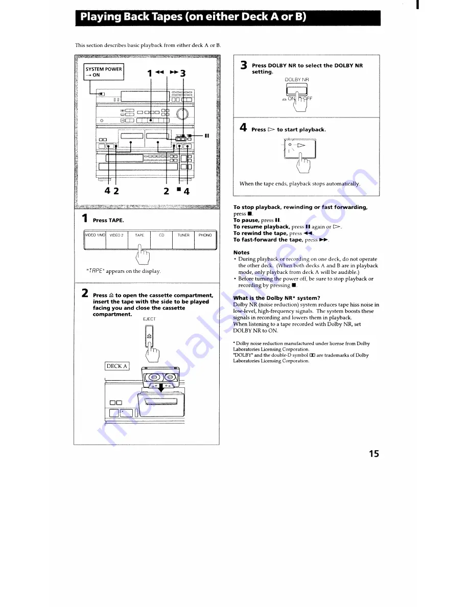 Sony HCD-451 Operating Instructions Manual Download Page 15