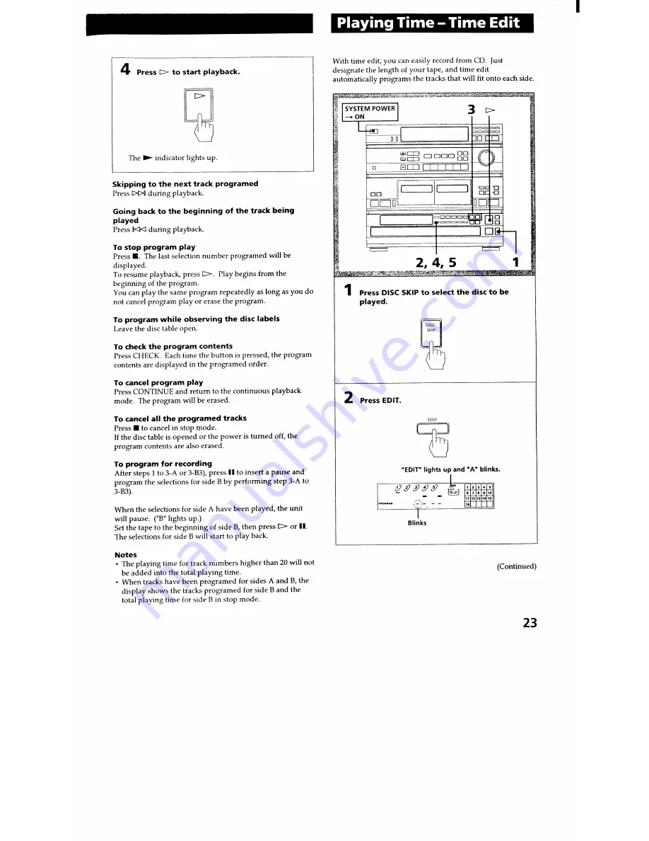 Sony HCD-451 Operating Instructions Manual Download Page 23