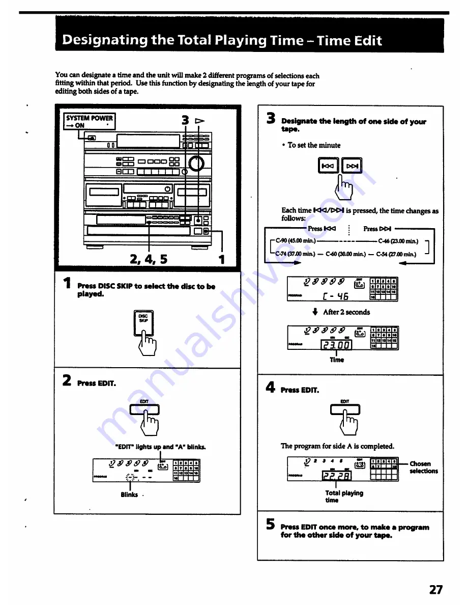 Sony HCD-541 Primary Operating Instructions Manual Download Page 27