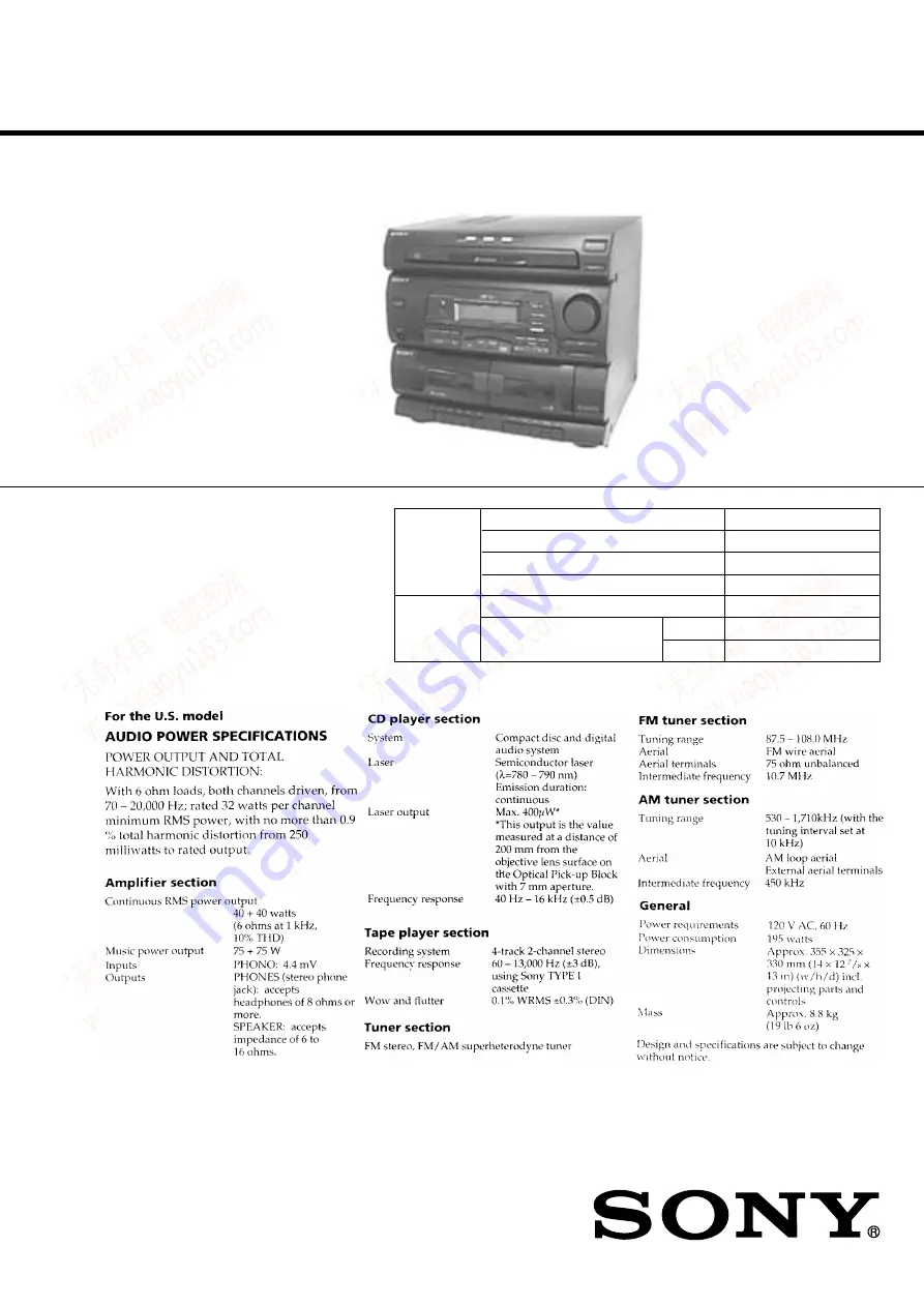 Sony HCD-G1300 Скачать руководство пользователя страница 1