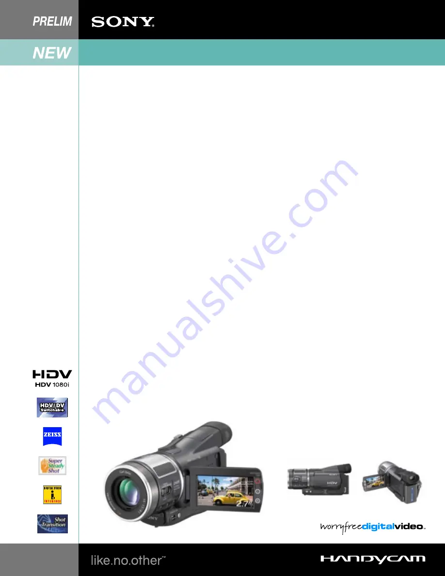 Sony HDR-HC1 Specifications Download Page 1