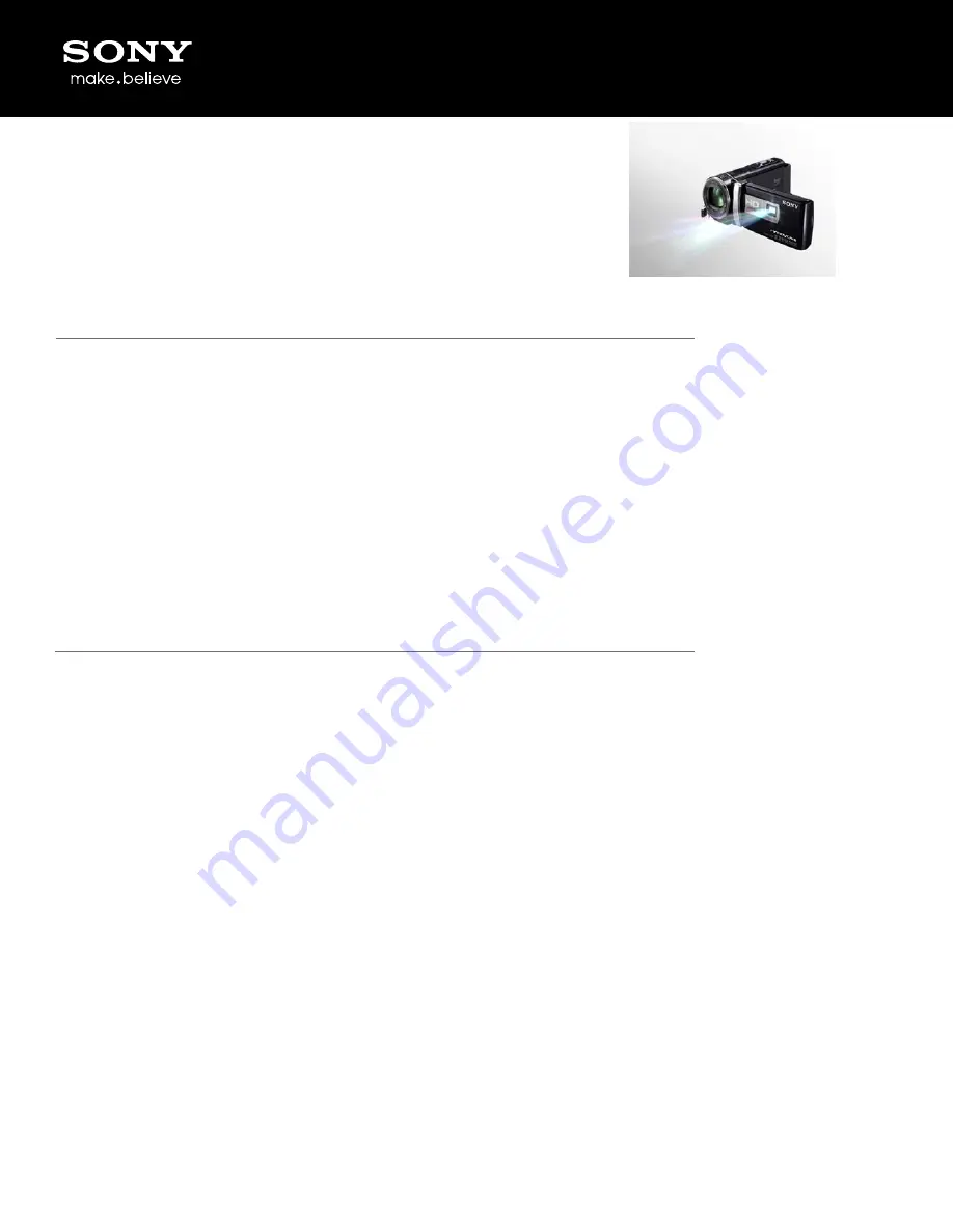 Sony HDR-PJ200/B Specifications Download Page 1